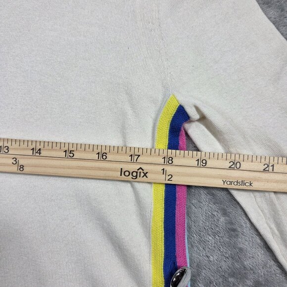 Vilagallo Sweater Womens XS Cream Rainbow Stripe Cashmere Blend Beachy Resort - Picture 9 of 10